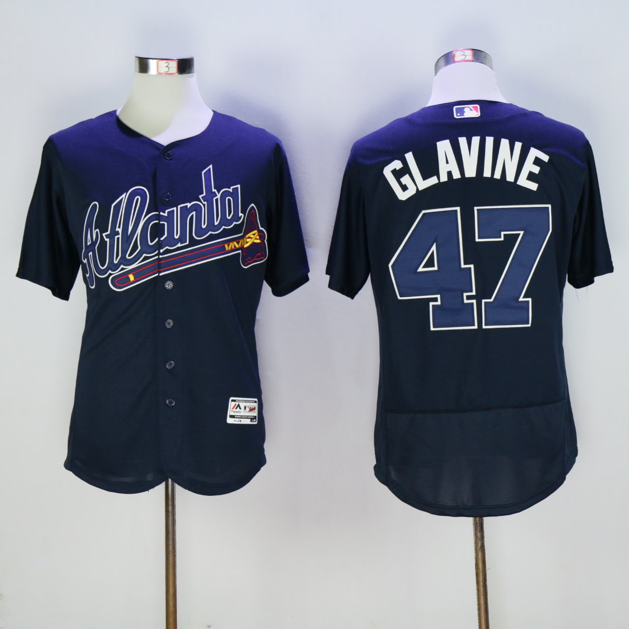 Men Atlanta Braves 47 Glavine Blue Elite MLB Jerseys